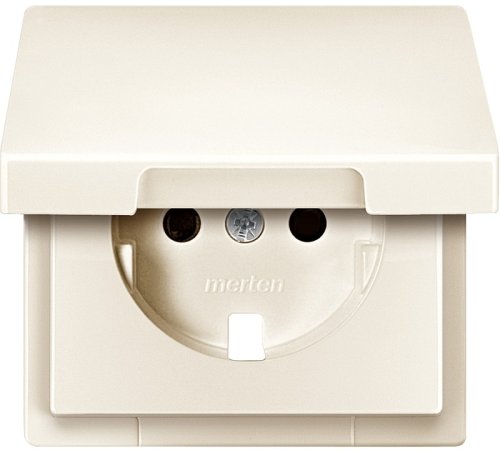 Лицевая панель Schneider Electric Merten Antique для 1-м. розетки 220Вт с крышкой бежевый картинка